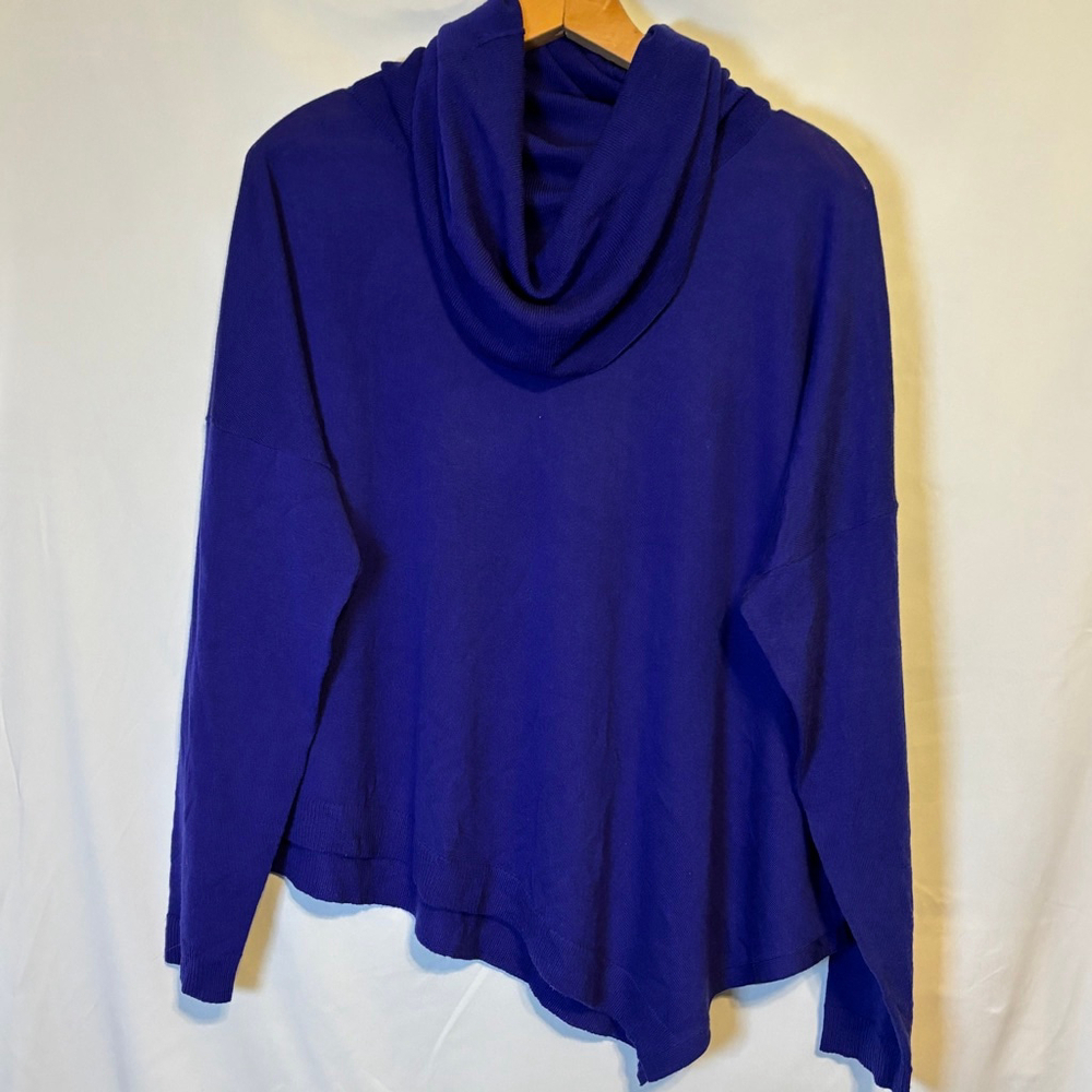 Eileen Fisher NWT Fine Merino Wool Cowl Neck Sweater M Purple